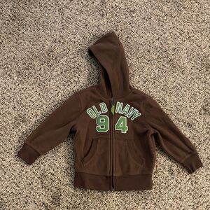 Old Navy Chocolate Brown Kids Hoodie with Green Accents